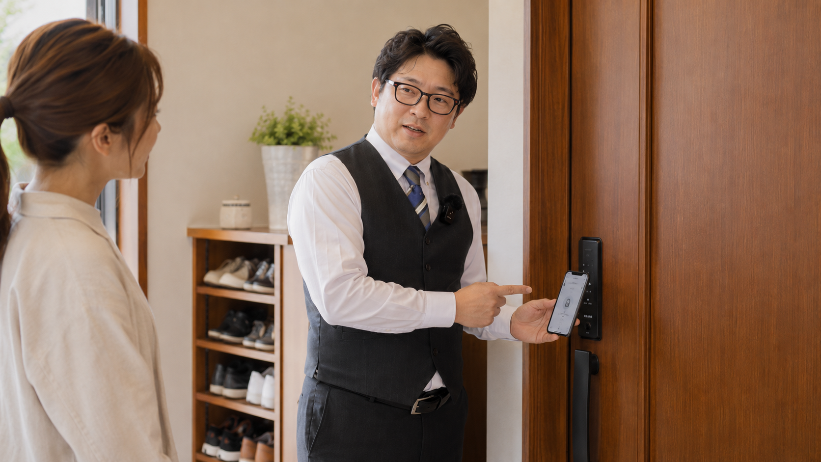 スマートロック解錠の手元